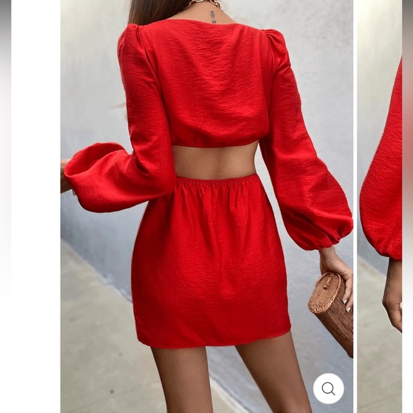 Seven Wonders REVOLVE Red Long Sleeve Dress with Tie Waist L - Picture 9 of 9